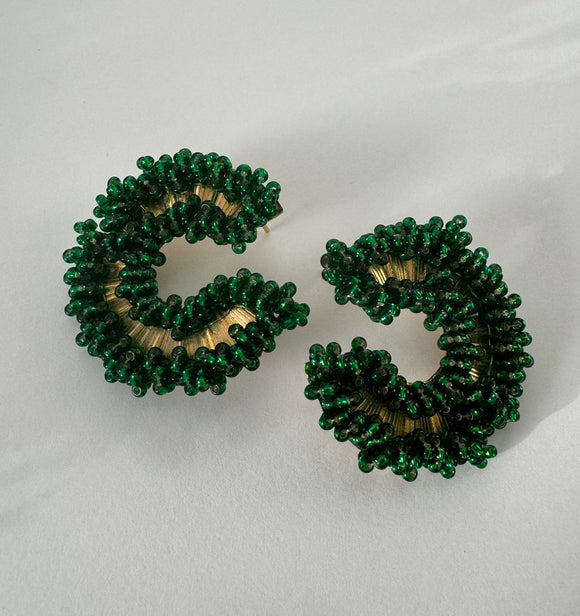 Maxi Luna Earrings - Emerald