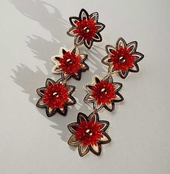 Martina Earrings - Gold & Red