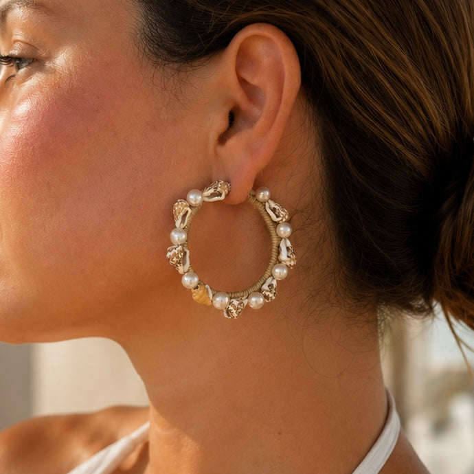 Conch & Pearl-Hoops