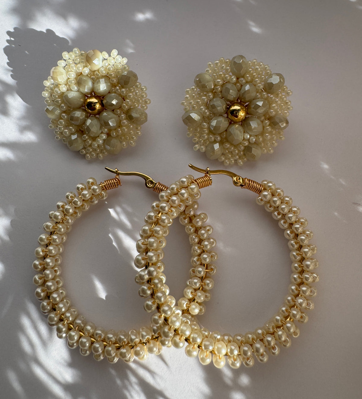 3-in-1 Earrings - Cream