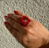 Square ring - Red