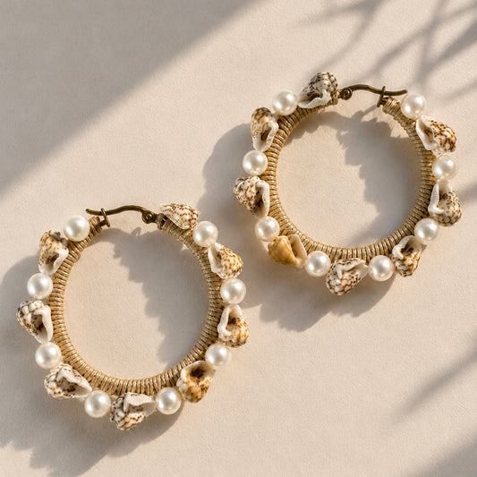 Conch & Pearl-Hoops