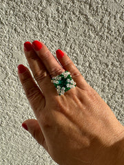 Square ring - Emerald & Clear