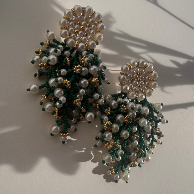 Elena Earrings - Pine green