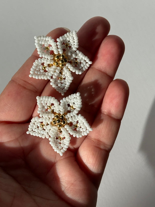 Mini Dalia Earrings - White