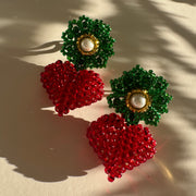 Full heart Earrings - Red