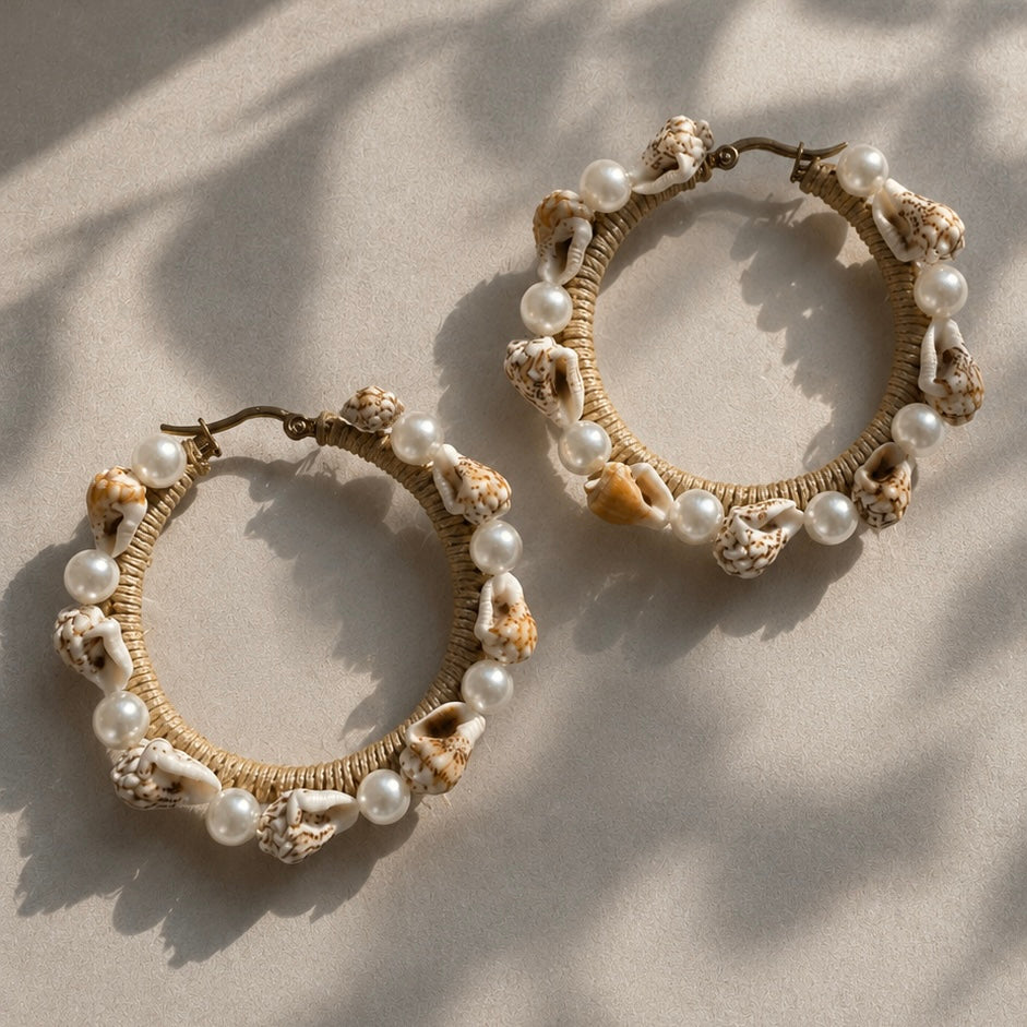 Conch & Pearl-Hoops