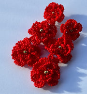 Rose Earrings - Red