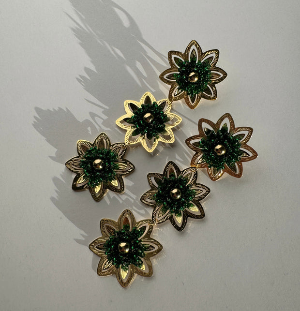 Martina Earrings - Gold & Green