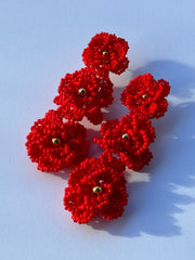 Rose Earrings - Red