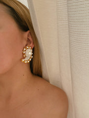 Snail Earrings- Gold and Pearl