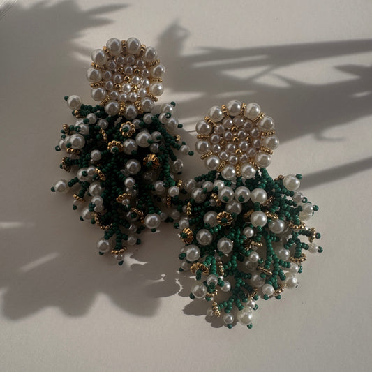 Elena Earrings - Pine green
