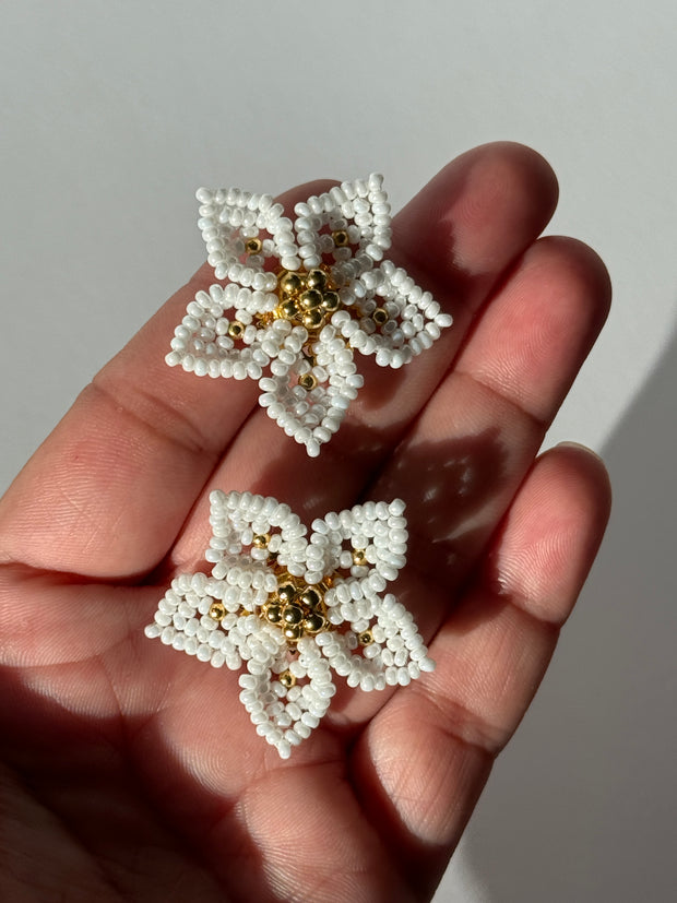 Mini Dalia Earrings - White