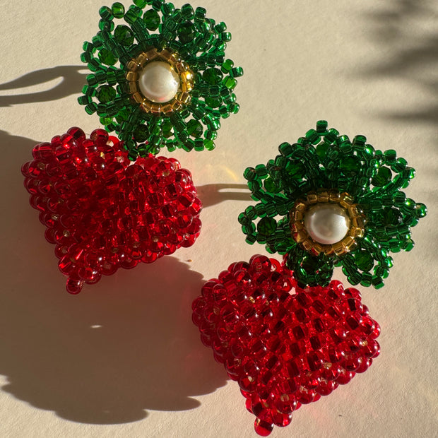 Full heart Earrings - Red