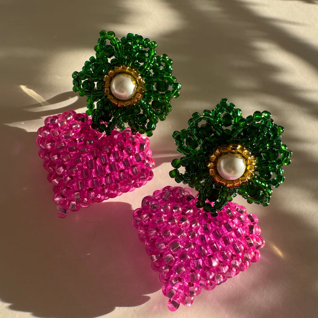 Full heart Earrings - Pink