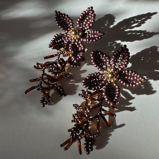 Amber Earrings - Brown