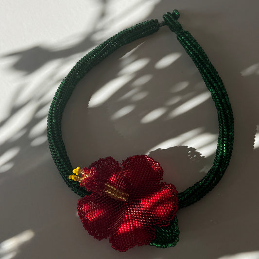 Hibiscus flower necklace