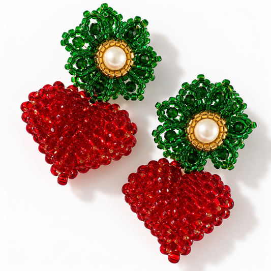 Full heart Earrings - Red