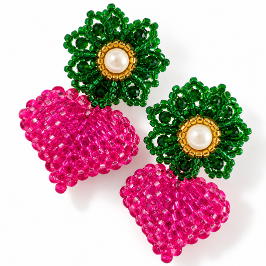 Full heart Earrings - Pink