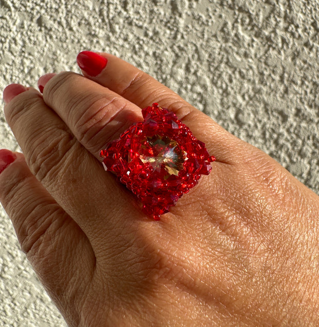 Square ring - Red