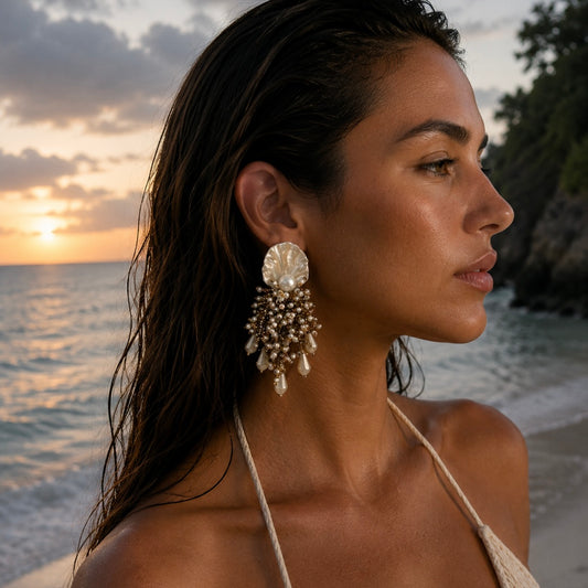 Coral Bloom Earrings - Sand