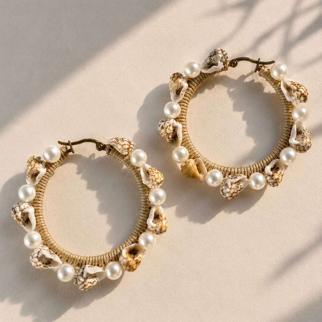 Conch & Pearl-Hoops