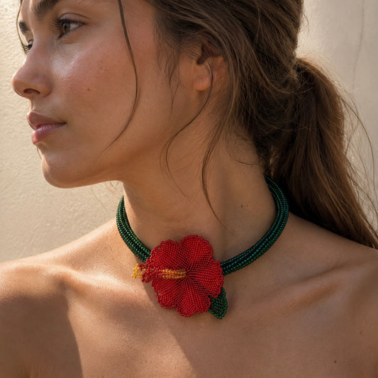 Hibiscus flower necklace