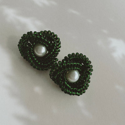 Knot earrings - Emerald