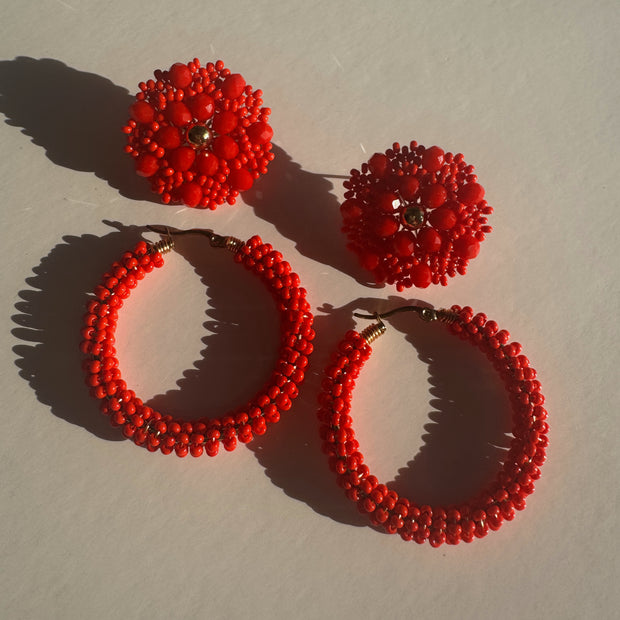 3-in-1 Earrings - Red