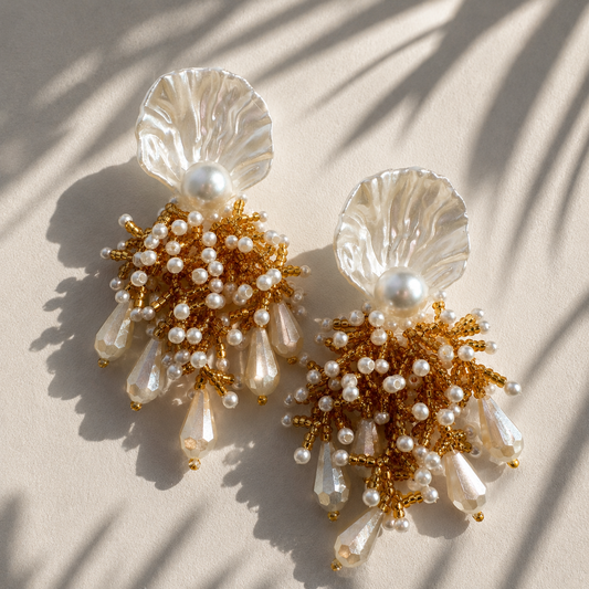 Coral Bloom Earrings - Gold