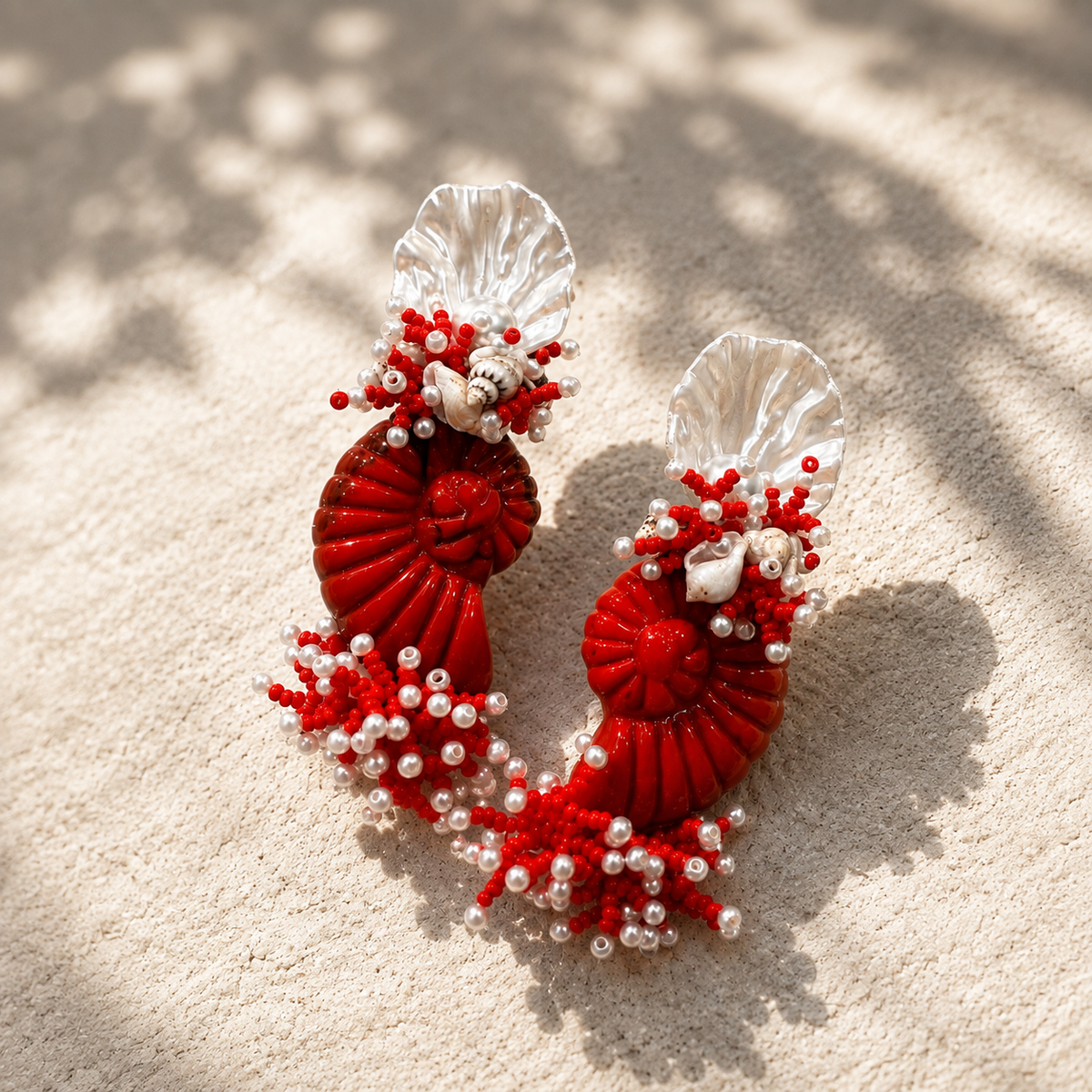 Reef & Shells Earrings - Red