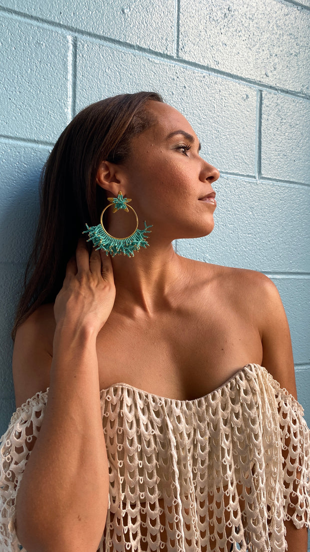 Coralina Sea Earrings - Turquoise & Gold