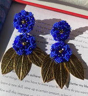 Camelia Earrings - Blue & Gold