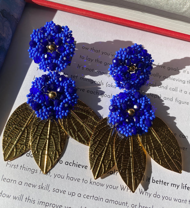 Camelia Earrings - Blue & Gold