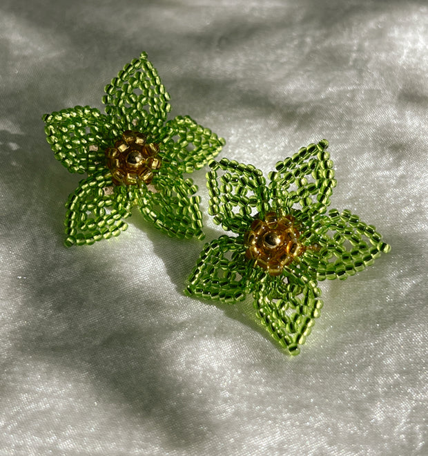 Mini Dalia Earrings - Lime Green