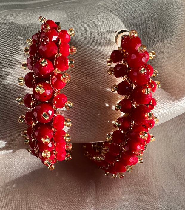 Sofia Hoops - Red & Gold