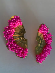 Fan Earrings - Fuchsia