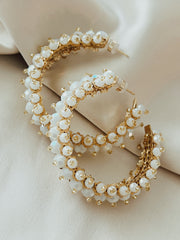 Sofia Hoops - White & Gold