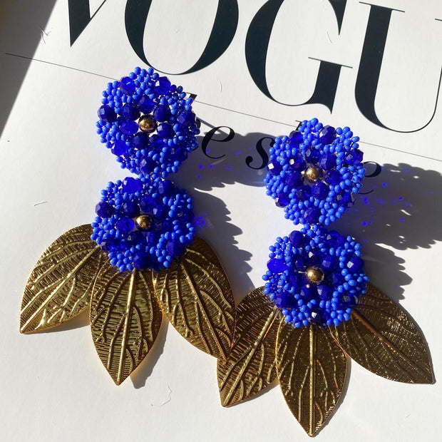 Camelia Earrings - Blue & Gold