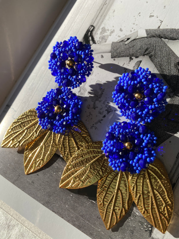 Camelia Earrings - Blue & Gold