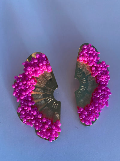 Fan Earrings - Fuchsia