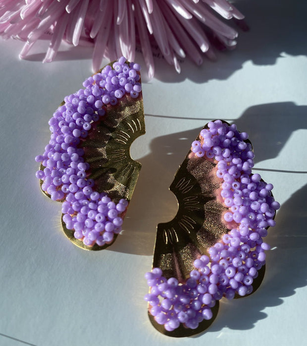 Fan Earrings - Lilac