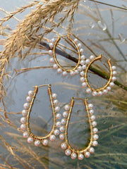 Mini Pearl Hoops - Oval