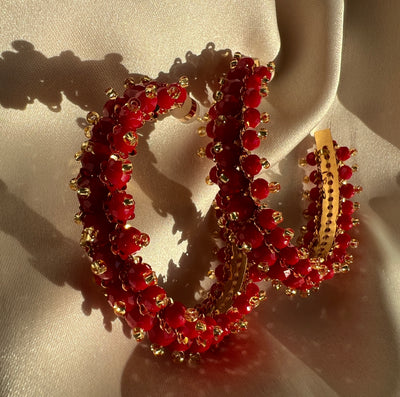 Sofia Hoops - Red & Gold